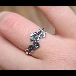 Vintage 925 Silver Flower Ring Sz 10